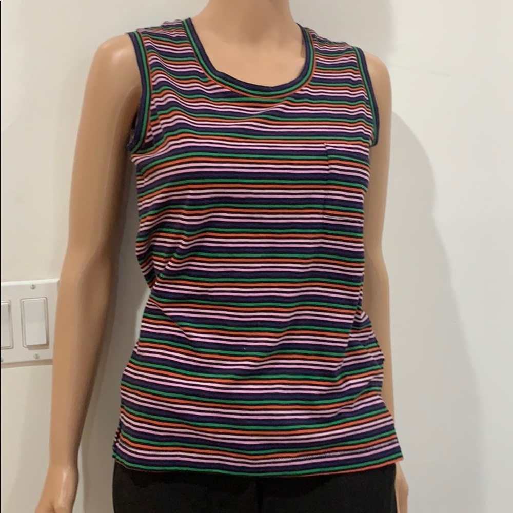 Madwell XS Tank Top Pink Purple Green Striped Tank